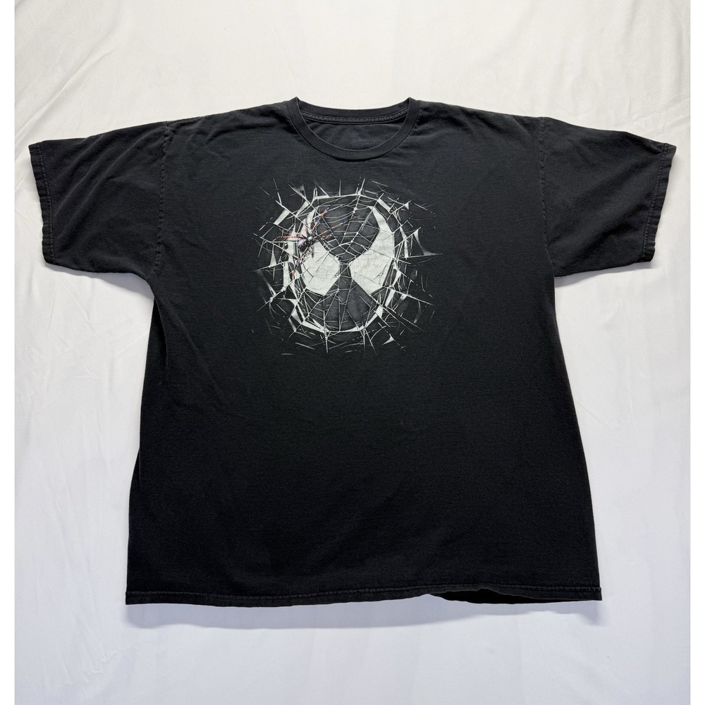 Spider-Man Graphic T-Shirt Black Marvel Tee Web Design Vintage‎ Style XL